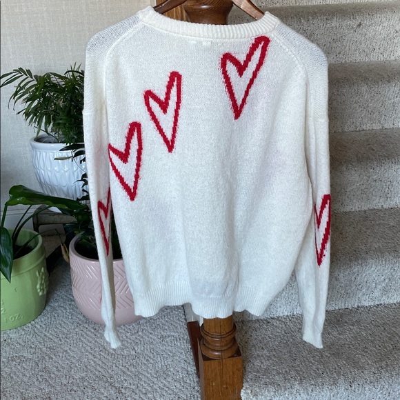 Elan Cozy Soft Crewneck Sweater with Red Heart Accents - Picture 7 of 11